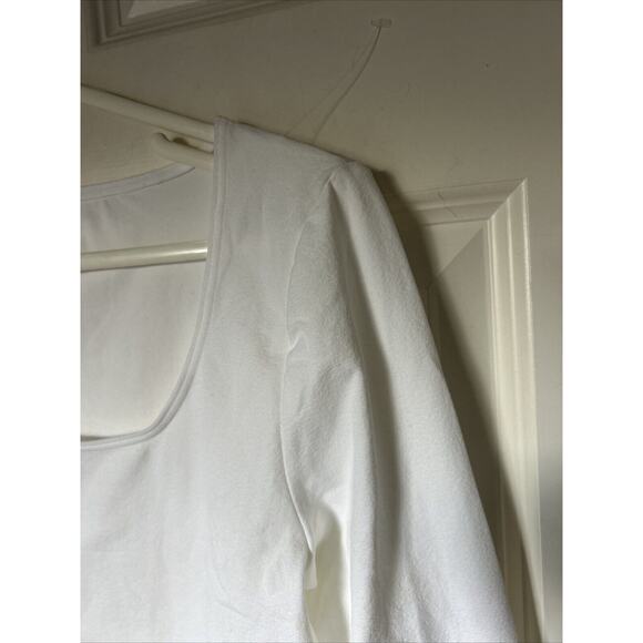 New Wolford Pullover Top large white scoop neck long sleeves poly nylon blend - Picture 2 of 8